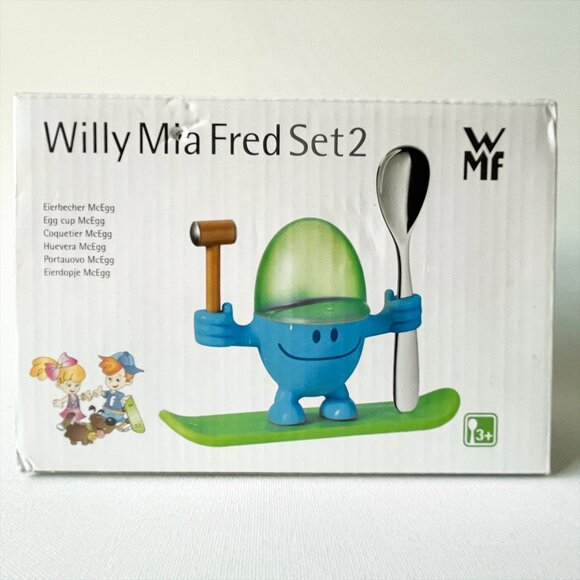 WMF Willy Mia Fred Set 2 McEgg Egg Cup Spoon Blue Green - Picture 6 of 6